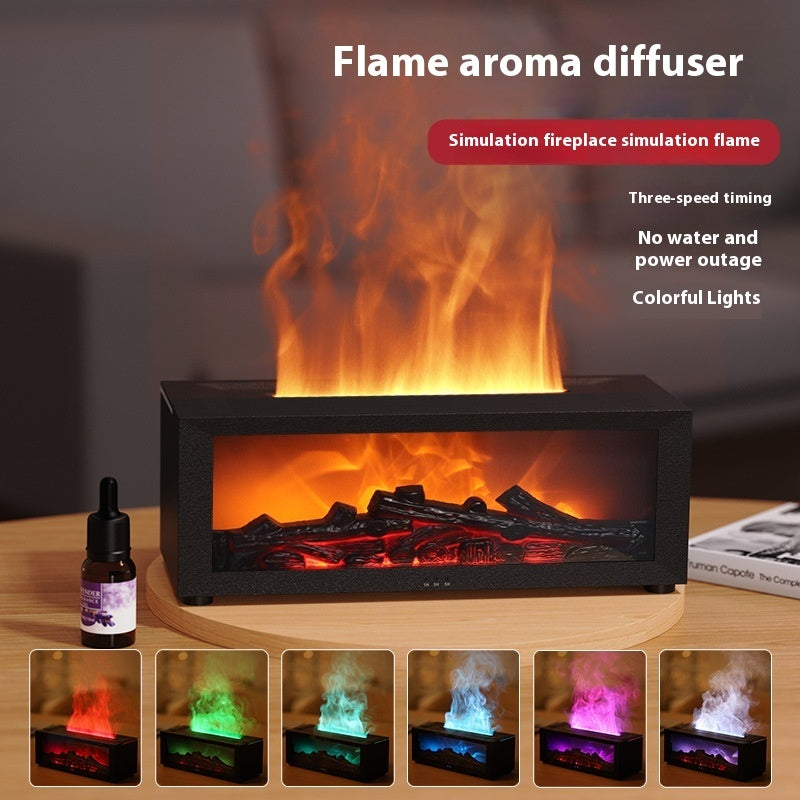 Flame Humidifier with Essential Oil Diffuser – Realistic Fire Effect | Quiet Aromatherapy | 7 colour lights